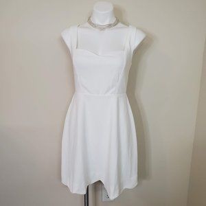 Lulu's Irresistible White Grey Skater Dress